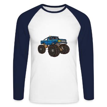 Monster trucks - Unisex Long Sleeve Baseball T-Shirt - white/navy - Front - Nik (191cm)