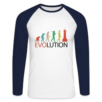 Schach Evolution für Schachspieler Königin Schach - Unisex Baseballshirt langarm - Weiß/Navy - Vorne - Nik (191cm)