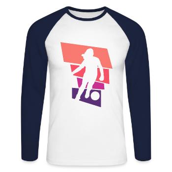 Soccer féminin, Football féminin, Football féminin - T-shirt baseball manches longues Homme - blanc/marine - Devant - Nik (191cm)