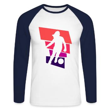 Soccer féminin, Football féminin, Football féminin - T-shirt baseball manches longues Homme - blanc/marine - Devant - Nik (191cm)