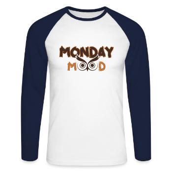 Monday Mood, Eule, Statement funny Montags Montag - Unisex Long Sleeve Baseball T-Shirt - white/navy - Front - Nik (191cm)