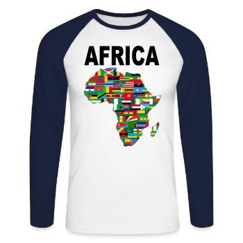 AFRICA - Unisex Long Sleeve Baseball T-Shirt - white/navy - Front - Nik (191cm)