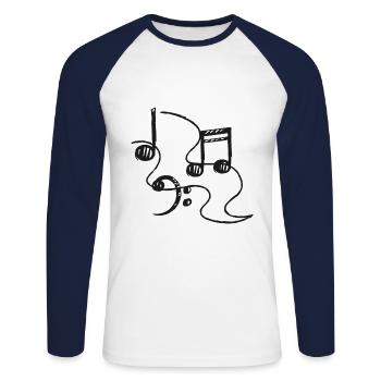 Music note icon - Unisex Long Sleeve Baseball T-Shirt - white/navy - Front - Nik (191cm)