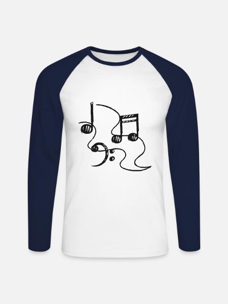 Musik Note Icon - Unisex Baseballshirt langarm - Weiß/Navy