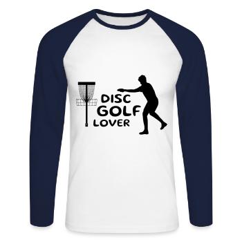 Disc Golf Lover Design Geschenk - Unisex Baseballshirt langarm - Weiß/Navy - Vorne - Nik (191cm)