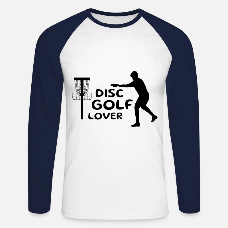 Disc Golf Lover Design Geschenk - Unisex Baseballshirt langarm - Weiß/Navy