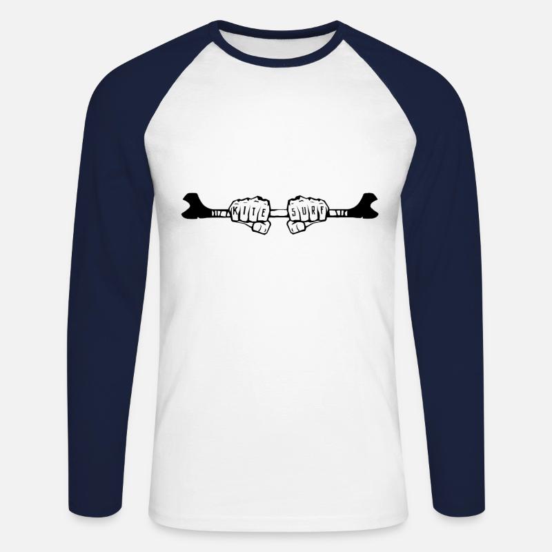 KITESURF - Unisex Baseballshirt langarm - Weiß/Navy
