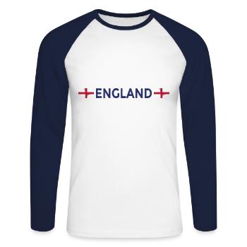 Maillot de football de l’Angleterre Drapeau anglais - T-shirt baseball manches longues Homme - blanc/marine - Devant - Nik (191cm)