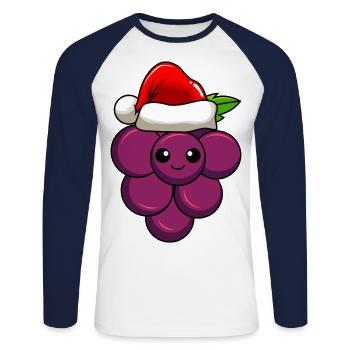 Weintrauben Weihnachten Comic Xmas - Unisex Baseballshirt langarm - Weiß/Navy - Vorne - Nik (191cm)
