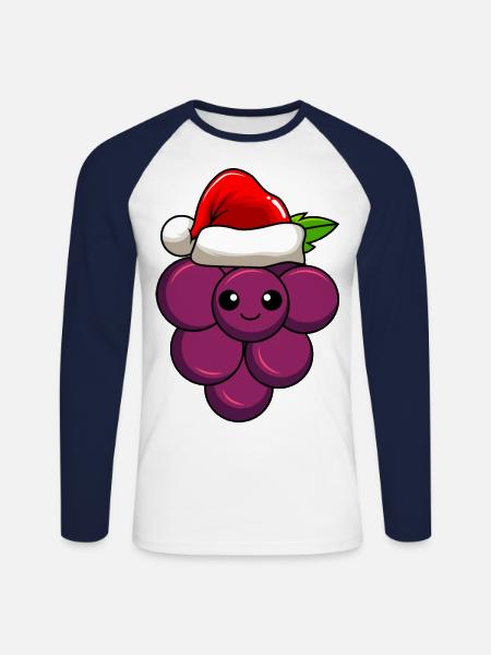 Grapes Christmas Comic Xmas - Unisex Long Sleeve Baseball T-Shirt - white/navy