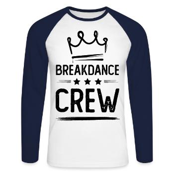 Équipe de breakdance - T-shirt baseball manches longues Homme - blanc/marine - Devant - Nik (191cm)