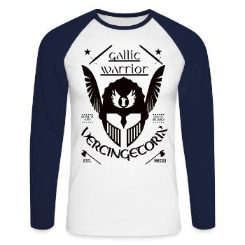 Vercingetorix der Fürst und Feldherr aus Gallien - Unisex Baseballshirt langarm - Weiß/Navy - Vorne - Nik (191cm)