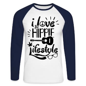 I Love The Hippie Lifestyle Movement Hippies - Unisex Long Sleeve Baseball T-Shirt - white/navy - Front - Nik (191cm)
