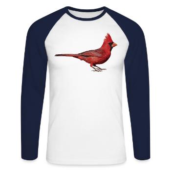 Nördlicher Kardinal - Unisex Baseballshirt langarm - Weiß/Navy - Vorne - Nik (191cm)