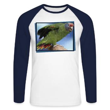 The Red-tailed Parrot - Unisex Long Sleeve Baseball T-Shirt - white/navy - Front - Nik (191cm)