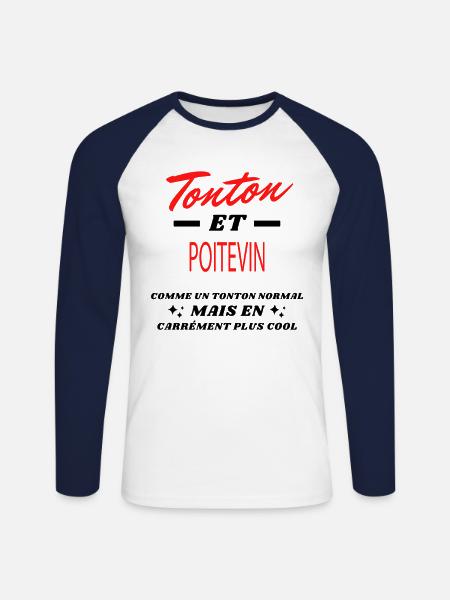 Tonton et POITEVIN - T-shirt baseball manches longues Homme - blanc/marine