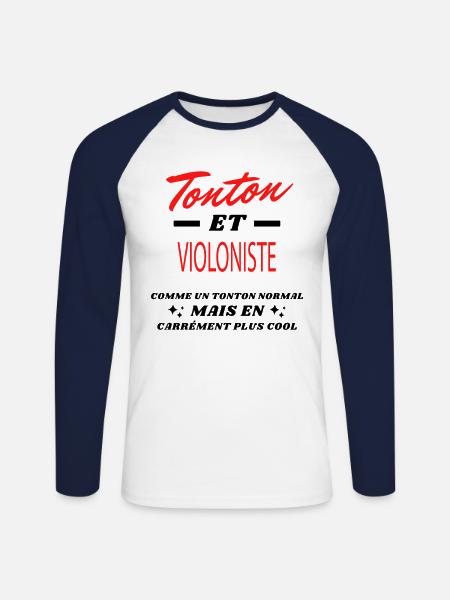 Tonton et VIOLONISTE - T-shirt baseball manches longues Homme - blanc/marine