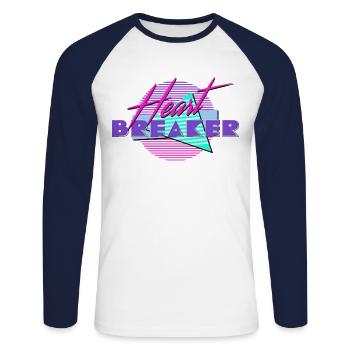 HEART BREAKER t-shirts - Unisex Long Sleeve Baseball T-Shirt - white/navy - Front - Nik (191cm)