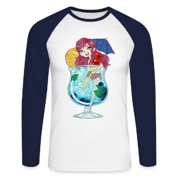 Blue Lagoon Cocktail - T-shirt baseball manches longues Homme - blanc/marine - Devant - Nik (191cm)