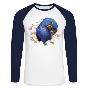 Hyazinth-Ara - Unisex Baseballshirt langarm - Weiß/Navy - Vorne - Nik (191cm)