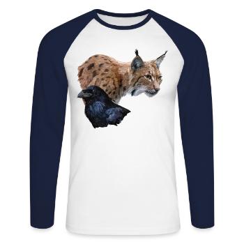 Lynx and crow - Unisex Long Sleeve Baseball T-Shirt - white/navy - Front - Nik (191cm)
