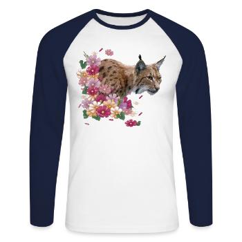 Lynx - Unisex Long Sleeve Baseball T-Shirt - white/navy - Front - Nik (191cm)