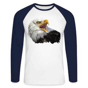 bald eagle - Unisex Long Sleeve Baseball T-Shirt - white/navy - Front - Nik (191cm)