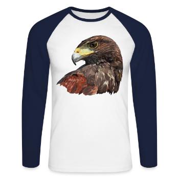 Red and black hawk - Unisex Long Sleeve Baseball T-Shirt - white/navy - Front - Nik (191cm)