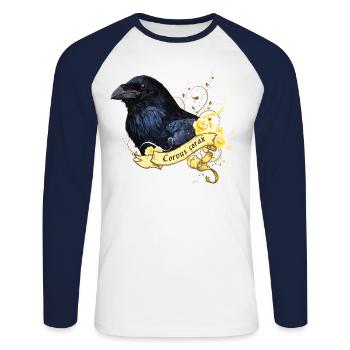 Rabe - Unisex Baseballshirt langarm - Weiß/Navy - Vorne - Nik (191cm)
