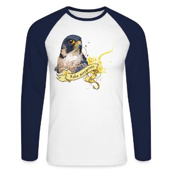 Peregrine falcon - Unisex Long Sleeve Baseball T-Shirt - white/navy - Front - Nik (191cm)