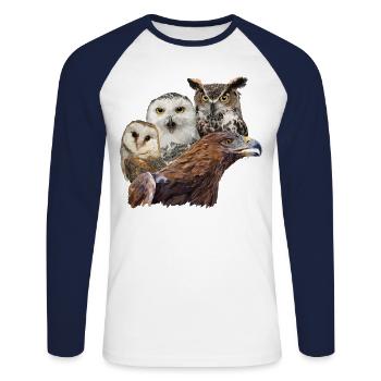 Royal Eagle and Owls - Unisex Long Sleeve Baseball T-Shirt - white/navy - Front - Nik (191cm)