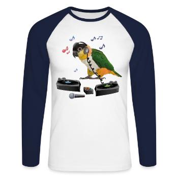 Caique - T-shirt baseball manches longues Homme - blanc/marine - Devant - Nik (191cm)