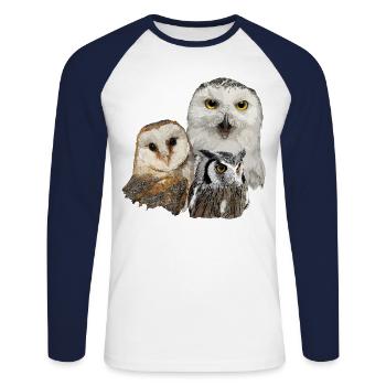 Nocturnal raptors - Unisex Long Sleeve Baseball T-Shirt - white/navy - Front - Nik (191cm)