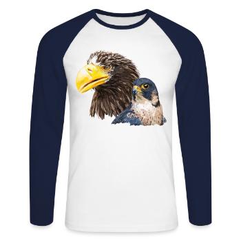Giant pigargo and peregrine falcon - Unisex Long Sleeve Baseball T-Shirt - white/navy - Front - Nik (191cm)
