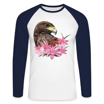 harris hawk - Unisex Long Sleeve Baseball T-Shirt - white/navy - Front - Nik (191cm)