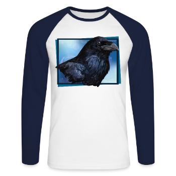 Rabe - Unisex Baseballshirt langarm - Weiß/Navy - Vorne - Nik (191cm)