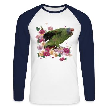 The Red-tailed Parrot - Unisex Long Sleeve Baseball T-Shirt - white/navy - Front - Nik (191cm)