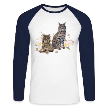 Luchs - Unisex Baseballshirt langarm - Weiß/Navy - Vorne - Nik (191cm)