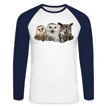 Owls and owl - Unisex Long Sleeve Baseball T-Shirt - white/navy - Front - Nik (191cm)