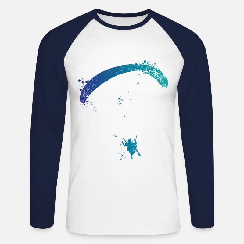 Gleitschirmflieger Spritzer - Unisex Baseballshirt langarm - Weiß/Navy