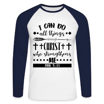 Bible verse Bible Inspiration Christian - Unisex Long Sleeve Baseball T-Shirt - white/navy - Front - Nik (191cm)