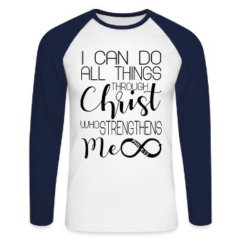 Bible Bible verse inspiration Christian - Unisex Long Sleeve Baseball T-Shirt - white/navy - Front - Nik (191cm)
