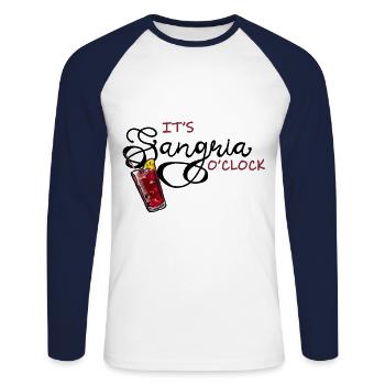 Sangria Cocktail Happy Hour Alcool - T-shirt baseball manches longues Homme - blanc/marine - Devant - Nik (191cm)