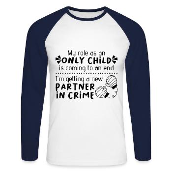 Bébé révèle ses frères et sœurs - T-shirt baseball manches longues Homme - blanc/marine - Devant - Nik (191cm)