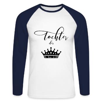 Tochter Gottes & Christliche Geschenke - Unisex Baseballshirt langarm - Weiß/Navy - Vorne - Nik (191cm)