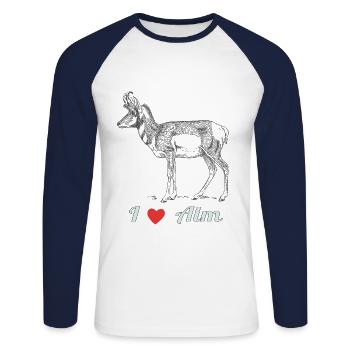 Alm Liebhaber Österreich I Herz Alm Geißbock - Unisex Baseballshirt langarm - Weiß/Navy - Vorne - Nik (191cm)