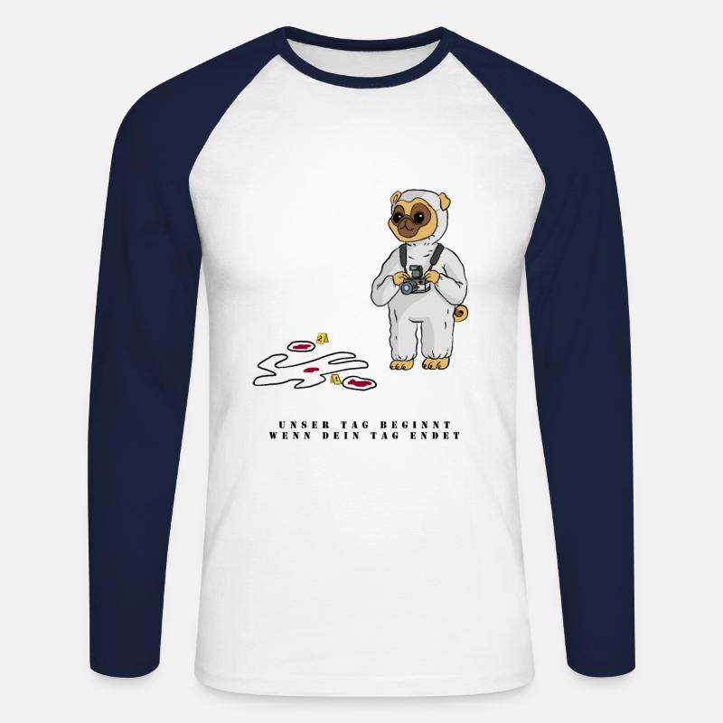 Spurensicherung - Kripo Polizei Kriminaltechnik - Unisex Baseballshirt langarm - Weiß/Navy