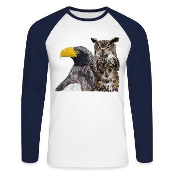 Oiseaux de proie - T-shirt baseball manches longues Homme - blanc/marine - Devant - Nik (191cm)