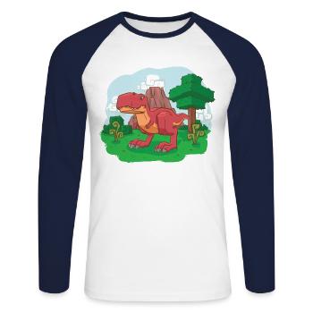 Voxelsaurus Rex - T-shirt baseball manches longues Homme - blanc/marine - Devant - Nik (191cm)