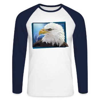 Bald eagle - Unisex Long Sleeve Baseball T-Shirt - white/navy - Front - Nik (191cm)